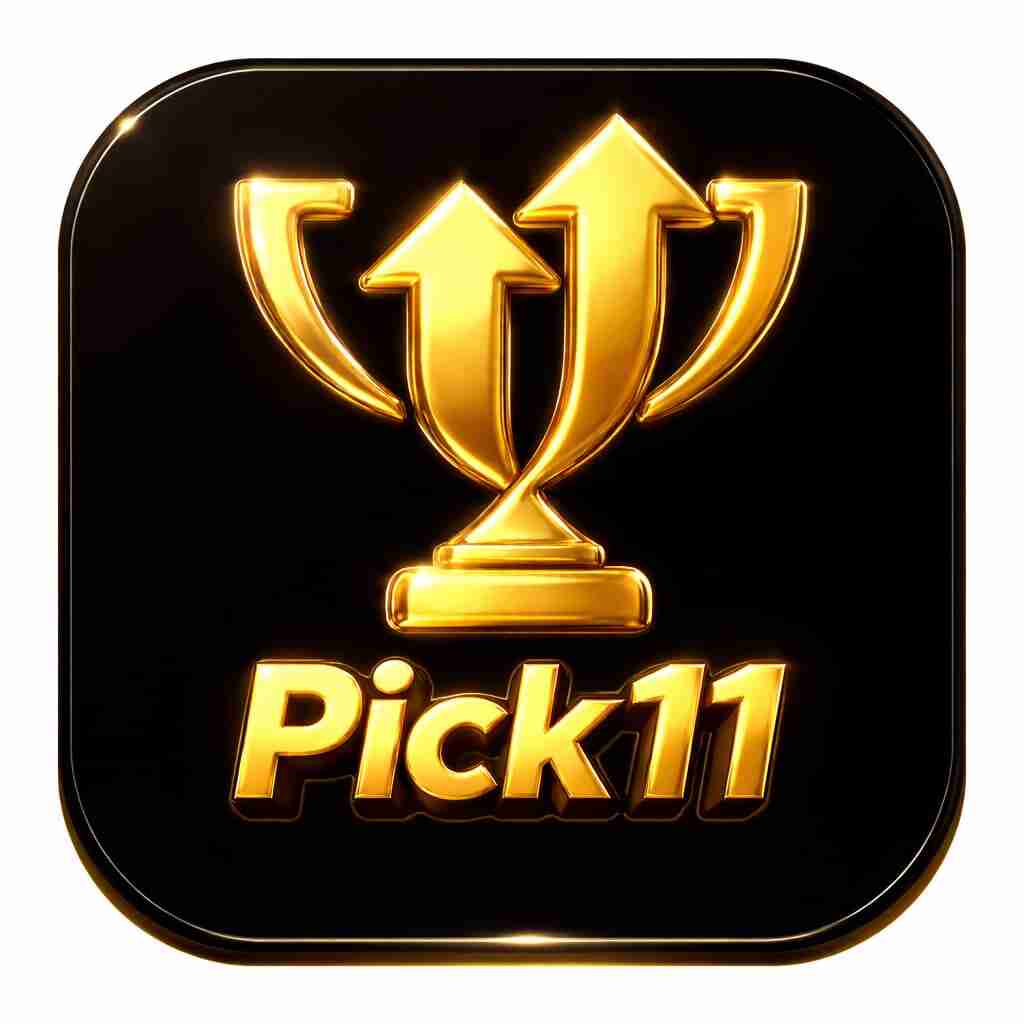 Pick11 Cricket fantasy team selection screen with player stats and match preview on Android device