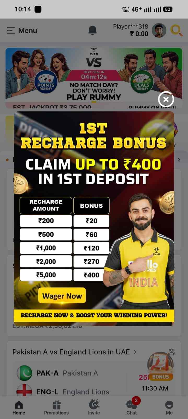 Pick11 Game 2026 Android screen showing Pick11 App dashboard and APK installation page